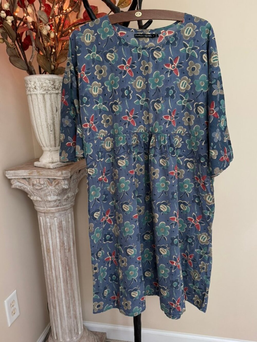 Gudrun Sjodén dress Medium, blue floral, organic cotton
